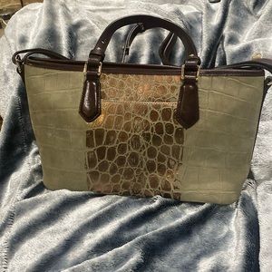 Brahmin mini Asher Hunter green and Brown genuine leather.